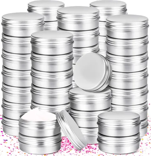 Vista 9 de 16 paquetes de tarros de aluminio de 2 onzas, latas metálicas de 60 ml, tarros de aluminio de 2 onzas con tapa de rosca para barras de loción