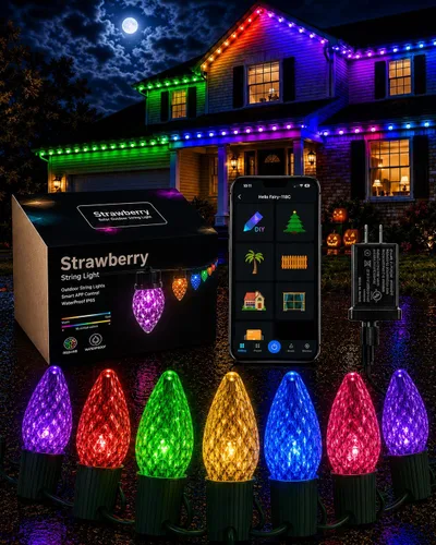 Vista 10 de Cadena de luces de Navidad Smart RGB C9 de 33 pies con 50 LED
