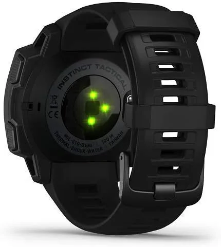 Vista 3 de Garmin Instinct Tactical robusto reloj GPS características específicas tácticas construido según el estándar militar 810G de EE UU para resistencia