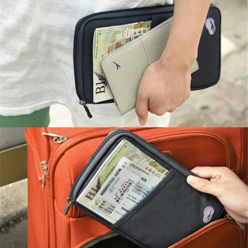 Vista 5 de BESPORTBLE Funda de viaje de lona con cremallera pasaporte cartera titular de la tarjeta de crédito bolsa mujeres hombres al aire libre boleto