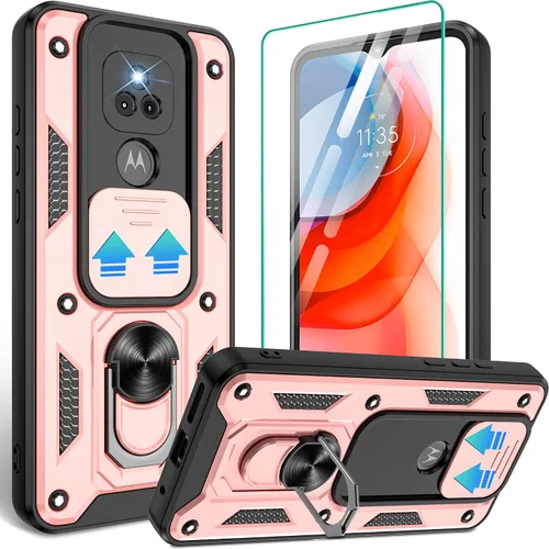 Vista 68 de Gritup Funda para Moto G Stylus 5G-2021 con cubierta deslizante para cámara 1 paquete de protectores de pantalla HD Soporte de metal giratorio