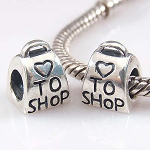 Vista 2 de To Shop Charm - Encanto de plata de ley 925 para pulsera Pandora, Plata esterlina, plata de ley