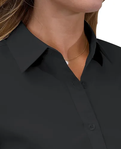 Vista 4 de siliteelon Camisas de vestir con botones para mujer, camisas de vestir de manga larga para mujer, camisas de trabajo de algodón de ajuste regular
