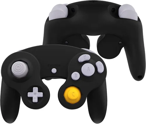 Vista 4 de eXtremeRate Placa trasera negra para Nintendo Gamecube Controller, cubierta de repuesto de agarre suave al tacto con botones para controlador