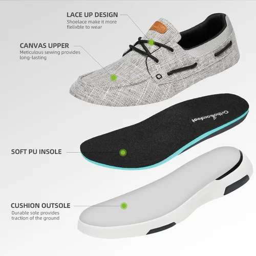 Vista 5 de OrthoComfoot Mocasines ortopédicos sin cordones para hombre mocasines casuales de lona para fascitis plantar con soporte de arco, cómodos zapatos
