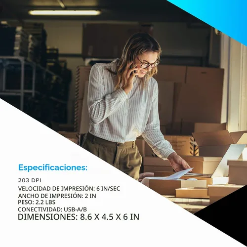 Vista 6 de Zebra Technologies ZD41022-D01 M00EZ serie ZD410 - Impresora compacta de computadora térmica directa, 203 DPI, 2 pulgadas, cable de alimentación US