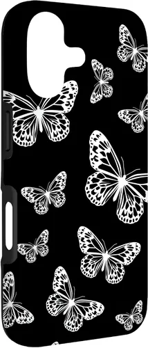 Vista 3 de Cute White Butterflies Black Background Case for iPhone 17