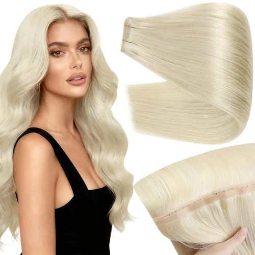 Vista 40 de Full Shine Extensiones de trama de cabello humano, cabello natural negro brillante, para mujeres, 1.76 oz (50 g), 10 pulgadas (25.4 cm), cabello