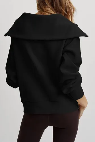 Vista 2 de SHEWIN Womens Oversized Half Zip Pullover Casual Long Sleeve Quarter Zip Sweatshirt with Pockets