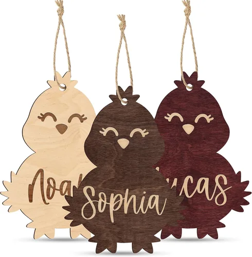 Vista 12 de Etiquetas personalizadas para cesta de Pascua con nombre, conejo de Pascua, cereza, etiquetas de nombre de Pascua personalizadas, regalos de conejo