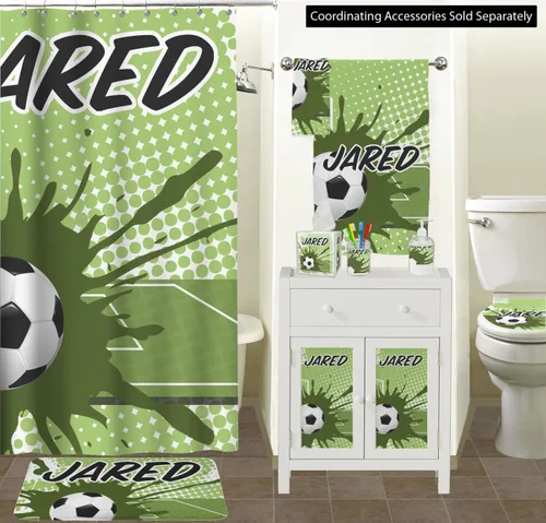 Vista 3 de YouCustomizeIt Cesta de basura de fútbol personalizada - doble cara (negro)