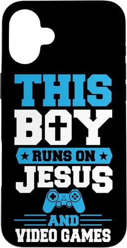 Vista 23 de This Boy Runs On Jesus and Video Games Christian Gamer Case for iPhone 17