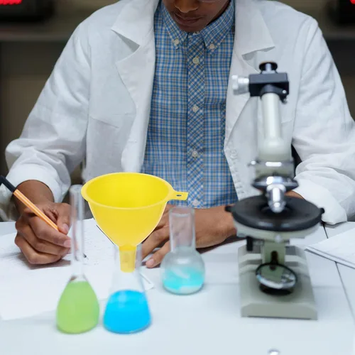 Vista 5 de POPETPOP Embudo de laboratorio Pequeño embudo líquido de plástico de 2.95 pulgadas para llenado preciso de botellas y uso químico en laboratorio