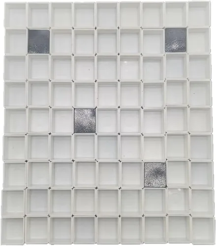 Vista 11 de Sartenes de acuarela con rayas magnéticas, 100 bandejas vacías de plástico blanco completo para pintura al óleo de acuarela o caja de lata de viaje