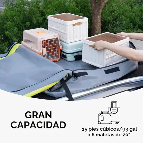 Vista 4 de WELKIN Bolsa de carga resistente para techo – Bolsa de techo impermeable de 15 pies cúbicos para todos los vehículos con/sin portaequipajes