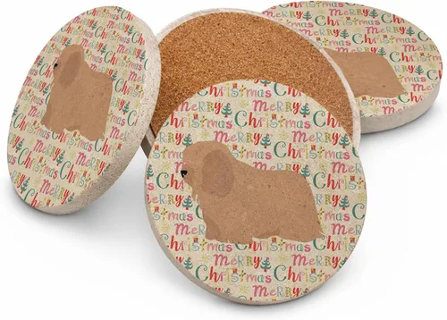 Vista 119 de Abyssinian Sand Terrier Merry Christmas - Posavasos grandes de piedra arenisca (4 unidades)