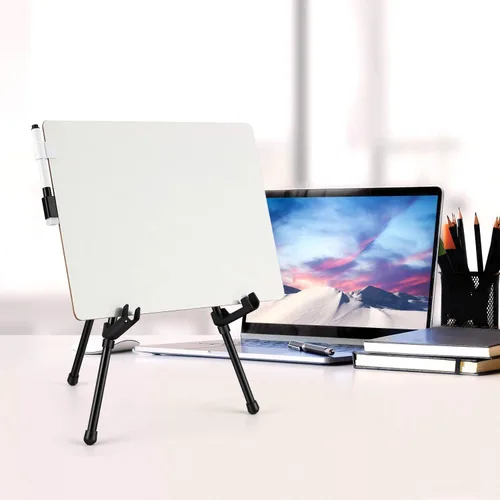 Vista 7 de Magicfly Paquete de 6 caballetes de mesa, caballetes de mesa de acero negro para exhibición, caballete de trípode ajustable y portátil con 6 bolsas