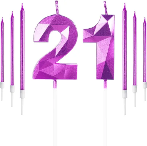 Vista 104 de Vela rosa de cumpleaños número 1 con 6 velas largas, decoraciones de decoración de pastel para fiesta de niña de 1 año, suministros de celebración