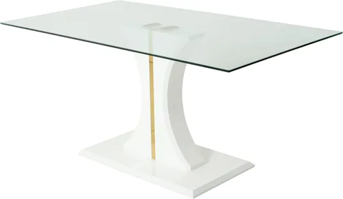 Vista 5 de Mesa de cristal de estilo moderno, elegante diseño transparente, base de soporte, sólida, materiales seleccionados hechos de muebles de moda