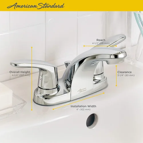 Vista 5 de American Standard 7075200.295 Colony Pro - Grifo de baño con dos manijas (1.2 GPM, níquel satinado)