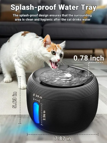 Vista 7 de Kastty Fuente de Agua para Gatos de 3.5L/118 oz, Fuente de Agua Silenciosa de Gran Capacidad para Mascotas para Gatos de Interior con Luz LED