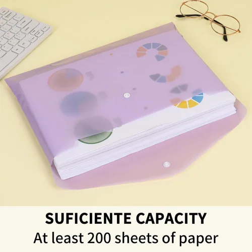 Vista 3 de EOOUT 5 carpetas de sobres de plástico, carpetas de polietileno de plástico para documentos, carpetas de archivos con cierre a presión, tamaño A4
