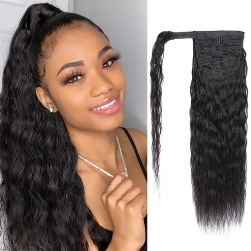 Vista 22 de Extensiones de cabello rizado para cola de caballo, cabello rizado para cola de caballo, extensión de cabello humano virgen brasileño
