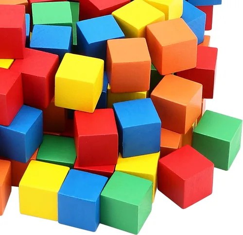 Vista 5 de 400 PCS Wooden Blocks, Colorful Cube Blocks 0.8 Inch Square Cube Blocks Wooden Cube Block for Crafts, DIY Projects and Puzzle Making