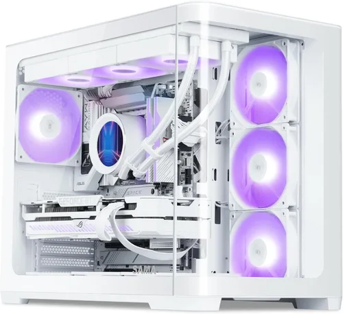 Vista 13 de SAMA V40 Mid Tower ATX Chasis – 6 × 120mm Ventiladores ARGB PWM Pre-Instalados, Paneles de Vidrio Templado Dual, Flujo de Aire Vertical, Diseño