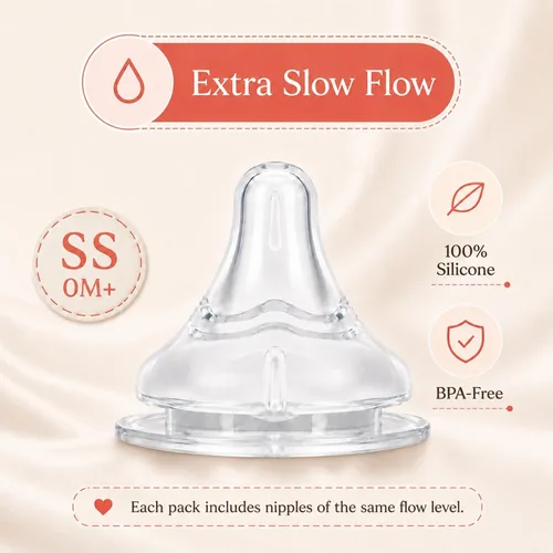 Vista 3 de Tetinas de silicona para botellas de palomas, SS Flow 0M+, 6