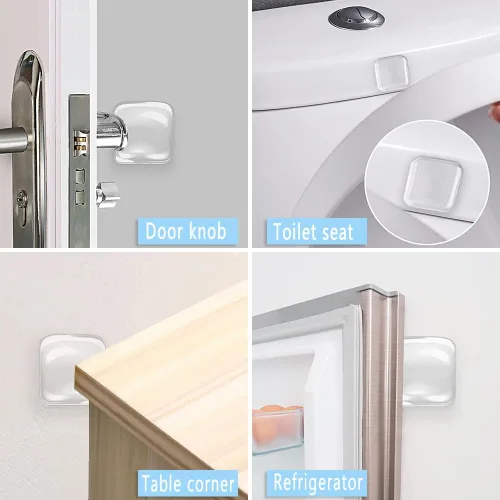 Vista 3 de Protector de pared para pomo de puerta, 12 unidades, protector de pared de goma suave cuadrado transparente autoadhesivo para manija de puerta