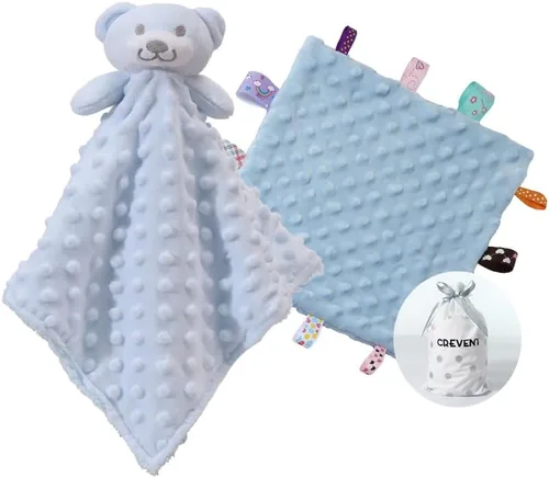 Vista 41 de CREVENT Mantas de bebé suaves y acogedoras para niños y niñas + manta de seguridad, juego con una bolsa de regalo esenciales para recién nacidos Gris