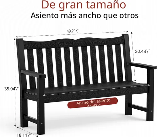 Vista 3 de Stoog Banco de Exterior para 2 Personas para Todo Clima, Capacidad de 800 libras Banco de Jardín de Plástico HIPS para Patio, Patio Trasero, Porche