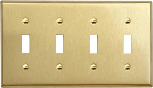 Vista 75 de Rio Salto BRASS Signature Collection MIDSIZE - Placa de pared de metal dorado para interruptor de luz o cubierta de tomacorriente, placa de pared