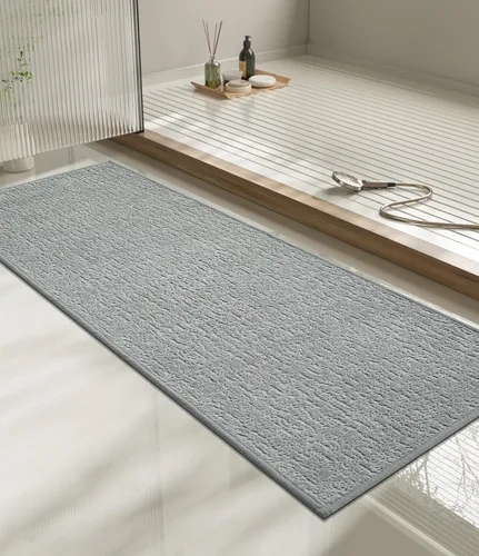 Vista 64 de Chakme Juego de 2 alfombras de baño ultrafinas, absorbentes, antideslizantes, lavables a máquina, color negro, 17 x 24 pulgadas / 17 x 30 pulgadas