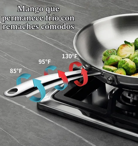 Vista 6 de KOCH SYSTEME CS Sartén de acero inoxidable de 12 pulgadas, sartén de acero inoxidable de tres capas con mango resistente al calor, sartén no tóxica