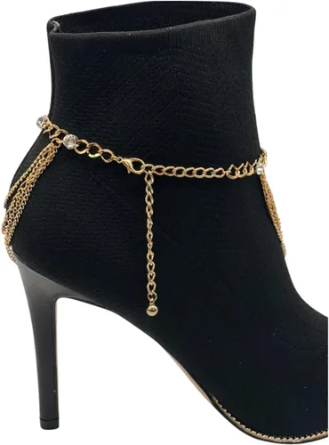 Vista 5 de Pulsera de metal dorado con cadena de botas occidentales para mujer, dije envolvente con múltiples ondas, Metal