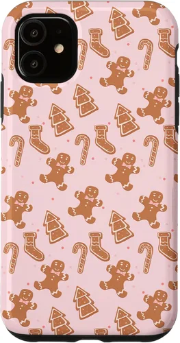 Vista 8 de iPhone 16 Pink Gingerbread Cookie Christmas with Polka Dots Case