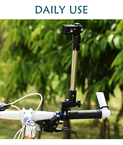 Vista 7 de Portaparaguas para bicicleta para silla de ruedas y andador, abrazadera ajustable de acero inoxidable resistente - Se adapta a tubos de 0.8-1