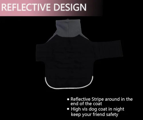 Vista 4 de Abrigo de perro salchicha para perro salchicha Corgi Weiner reversible, abrigo de invierno acolchado con forro de algodón de cuello alto, traje