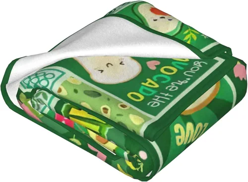 Vista 2 de SweetFox Manta de aguacate, divertida y bonita manta de decoración de aguacate, regalos para niñas y niños amantes, súper cálida, suave, ligera