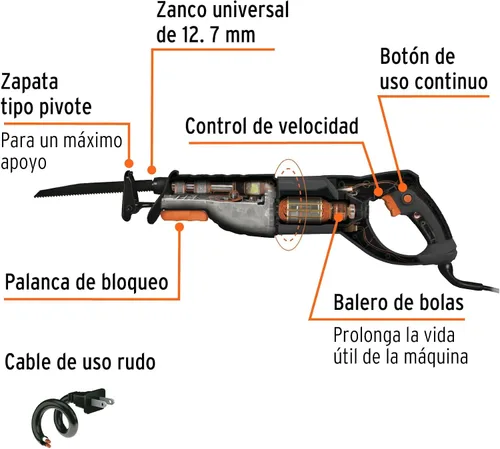 Vista 2 de TRUPER SISA-N2 - Sierra recíproca de servicio pesado de 900 W