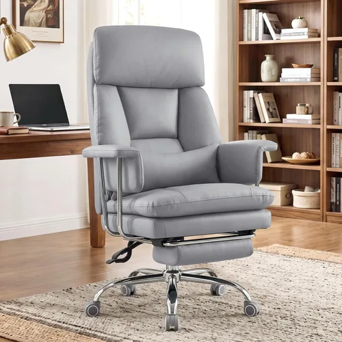 Vista 12 de Ergonomic Home Office Desk Chair, Heavy Duty Executive Chair with Footrest Beige