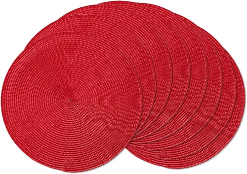 Vista 22 de AHHFSMEI Juego de 6 manteles individuales redondos trenzados de 15 pulgadas para mesas de comedor, tejido natural, resistentes al calor, color beige