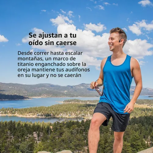 Vista 8 de SA04 - Auriculares deportivos inalámbricos Bluetooth ligeros de conducción ósea negra, con micrófonos, resistentes al sudor, impermeables