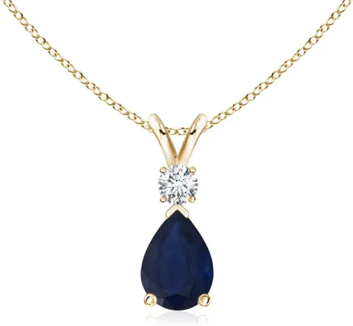 Vista 137 de Angara Colgante de lágrima de zafiro azul natural con diamante en plata/oro macizo de 14 quilates/platino Cumpleaños, compromiso, aniversario