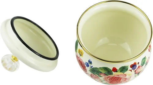 Vista 7 de Azucarero esmaltado floral dorado étnico tarro de condimento vintage para té, caja de especias, caja de almacenamiento retro para café, caramelo