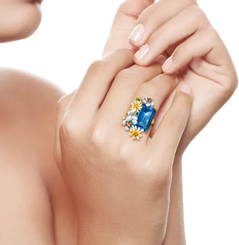 Vista 5 de Santuzza Anillo de plata de ley 925 con flores esmaltadas para mujer