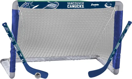 Vista 28 de Franklin Sports NHL - Juego de mini hockey para niños, portería de hockey sobre rodilla, pelota + 2 palos, juego de juguetes para interiores