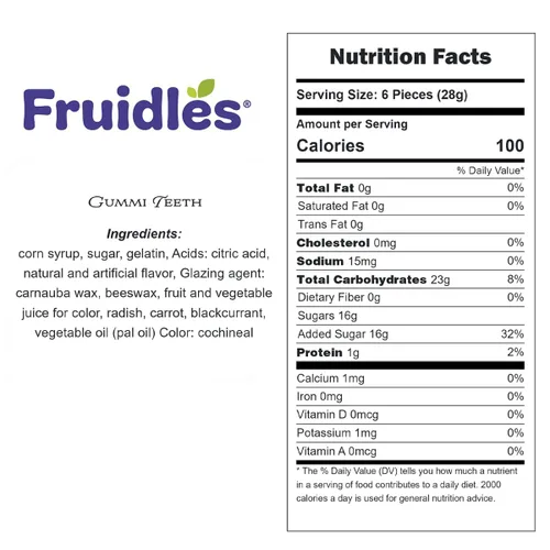 Vista 2 de Fruidles Gummi Teeth Candy, deliciosas gomitas de sabores de frutas (1 libra)